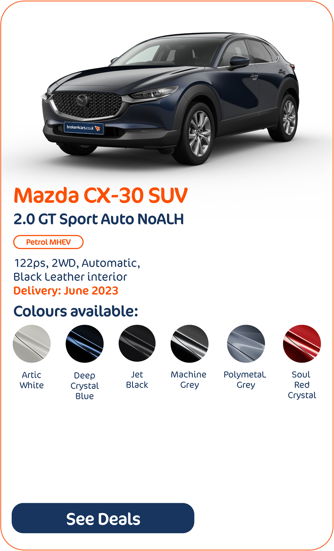 Mazda CX-30 SUV 2.0 GT Sport Auto NoALH - Click to Enquire